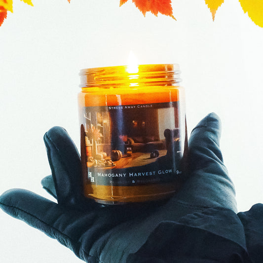 Stress-Away Candle: Mahogany Harvest Glow